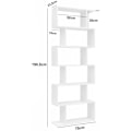 Miniatyrbillede 4 af 7: Rootz reol 70 x 23,5 x 190,5 cm hvid - Standhylde 6 rum - Lille design kommode - Moderne arkivhylde Spånplade Fritstående - Opbevaringshylde Åben