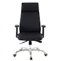 Miniatyrbild 7 av 7: Rootz kontorsstol äkta läder svart ergonomisk med nackstöd - Design Executive stol Ergonomiskt skrivbord med tiltfunktion - Vridstol med armstöd X-XL