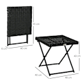 Miniatyrbild 3 av 7: Rootz Polyrattan Balkongbord - Trädgårdsbord - Fällbart - Stålstomme - Lätt att rengöra - Svart - 40x40x40 cm