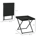 Miniatyrbillede 3 af 7: Rootz Polyrattan Balkonbord - Havebord - Sammenklappeligt - Stålstel - Let at rengøre - Sort - 40x40x40 cm