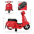 Pikkukuva 3 / 7: Rootz Vespa - Sähkömoottoripyörä - Lasten moottoripyörä - Sähköajoneuvo - LED-valo - Punainen - 66,5 x 38 x 52 cm
