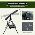 Pikkukuva 4 / 10: Rootz Hollywood Garden Swing - 3 -paikkainen keinupöytä - ulkoterassi keinu - teräsrunko - 172 x 110 x 153 cm - ihanteellinen auringonsuojaus