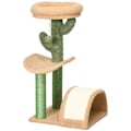 Miniatyrbillede 1 af 10: Rootz Cactus Design Cat Tree - Kradsestolpe - Klatrekattetræ - Sisal-indpakket stolper - Spånpladebase - Teddy Velour - 40cm x 35cm x 72cm