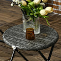 Miniatyrbillede 4 af 6: Rootz 3-delt Rattan Look Havemøbelsæt - 2 Stole - 1 Bord - Sammenklappelig - Syntetisk Rattan - Grå - 76W x 77D x 78H cm