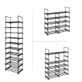 Miniatyrbillede 5 af 9: Rootz opbevaringsstativ - 10 niveauer - Skoskab - Skostativ - 45 x 30 x 174 cm - Sort