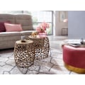 Miniatyrbillede 5 af 7: Rootz sidebord sæt med 2 aluminium guld design redeborde metal runde - Stue bord, sofabord, grenstruktur, moderne - 2-delt sofabord stue