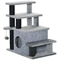 Miniatyrbillede 7 af 7: Rootz Kradsestolpe - Dyretrapper - 4 trin - Legebold - Hus - Højdejusterbar - Sort + Grå - 60 x 40 x 66 cm