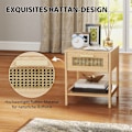 Pikkukuva 4 / 10: Rootz Bedside Night -kaappi - sivupöytä laatikolla - MDF - Rattan Design - 40 x 40 x 48,4 cm