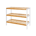 Miniatyrbillede 1 af 6: Rootz Skostativ - Bambus med 3 niveauer - Skoopbevaringsstativ - Skostativ - Skoopbevaring - Skoskab - Bambus - Naturlig + Hvid - 70 x 55 x 26 cm (B x