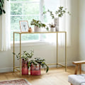 Miniatyrbillede 2 af 6: Rootz Subis Console Table - Hard Glass - Sofatic - Elegant Design - 20x100x80 cm guld gennemsigtig
