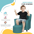 Miniatyrbillede 7 af 10: Rootz Kids Lænestolssæt - Børnesofa - Matchende osmannisk - Stilfuldt diamantryglæn - Træramme - Hyggelig polstring - Blå - 45 cm x 43 cm x 50,5 cm