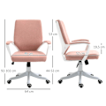 Miniatyrbillede 3 af 5: Rootz Kontorstol - Skrivebordsstol - Hjemmekontorstol - Med Vippefunktion - Pink/Hvid - 62x69x92-100 cm