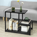 Miniatyrbillede 1 af 8: Rootz Sidebord - Sofabord - Stuebord med opbevaringshylde - B65 x D35 x H55cm
