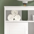 Miniatyrbillede 7 af 8: Rootz White Under vask Badeværelses opbevaringsskab med hylde og dobbelt skydedør - 60x30x60cm
