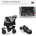 Pikkukuva 7 / 11: Rootz Dog Buggy - Cat Buggy - Koiravaunu - Lemmikkirattaat 3 pyörällä - Taitettava - Säädettävä kuomu - Oxford - Harmaa/Musta - 109,5 x 57,5 x 106,5 c