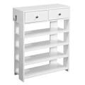 Miniatyrbillede 1 af 7: Rootz design skohylde 60 x 79 x 24 cm hallhylde hvid - Hylde med to skuffer Høj hylde med 4 rum