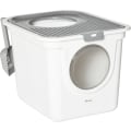 Miniatyrbillede 1 af 3: Rootz Cat kattebakke - Maksimal belastning 5 kg - Rumventileret - 2-vejs kattebakke - Kattebakker - Hvid + Grå - 44L x 55W x 39Hcm.