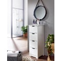 Miniatyrbillede 7 af 7: Rootz Design badeværelsesskab i landlig stil MDF træ 30 x 83 x 30 cm hvid - Badeværelsesskab lille 4 skuffer - Sideskab Multifunktionsskab