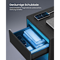 Miniatyrbillede 5 af 8: Rootz sengebord med stikkontakter - Natbord - Endebord - MDF spånplade - Rigelig opbevaring - 35 cm x 40 cm x 55 cm - Ask sort