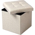 Miniatyrbild 3 av 8: Rootz Pall med förvaring - Förvaringsbänk - Vikbar ottoman - Linnetyg - 37,5 cm x 38 cm x 37,5 cm - Utrymmesbesparande - Andas - 38L förvaring