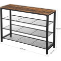 Miniatyrbillede 5 af 7: Rootz Skoskab - 4 lag - Skostativ - Skobænk - Rustik brun - Industriel - 100 x 30 x 72 cm