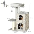 Miniatyrbillede 3 af 6: Rootz Kradsestolpe - Kattetræ - Kattehule - Katteseng - Med boldlegetøj - Lysegrå/naturlig - 60cm x 40cm x 91cm