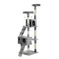 Miniatyrbild 7 av 8: Rootz Scratching Post - Cat Tree - Cat Climbing Tree - Climbing Tree - Cat Tree Scratching House - With Cat Cave - Grey - 50 x 50 x 170 cm