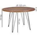 Miniatyrbild 6 av 7: Rootz Design matsalsbord runt Ø 120 x 78 cm Sheesham massivt trä - Lanthus matbord brunt - Matbord Köksbord 4 personer