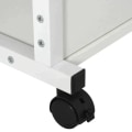 Miniatyrbillede 5 af 7: Rootz Sidebord - Sofabord Med Hjul - Sengebord Til Spisestue Stue - Højdejusterbar - 2 Nedre hylder - E1 Spånplade - Metal - Hvid - 80 x 40 x 72-82 cm