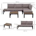 Miniatyrbillede 3 af 11: Rootz Havemøbelsæt - Sidebordssofa - Sofasæt - Sofabord - Sofa med hynder - Aluminium - 164 x 74 x 69 cm