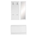 Miniatyrbillede 1 af 7: Rootz væghængt garderobe med spejl & skoskab spånplade hvid - Modern Hallway Compact Garderobe til jakker & sko - komplet garderobe