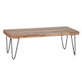 Miniatyrbillede 1 af 7: Rootz sofabord massivt træ akacie 115 cm bredt stuebord design metalben sidebord i landlig stil