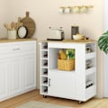 Miniatyrbild 2 av 11: Rootz Kitchen Trolley - Rolling Island - Portable Cart - Wine Racks & Storage - Rubberwood Top - 83L X 40W X 83H CM