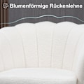 Miniatyrbild 4 av 11: Rootz Shell -formad klädd stol - Relaxationsstol - Comfy fåtölj - Guldmetallben - Elegant & mysig - 79L x 77W x 77H cm - vitt tyg