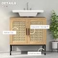Miniatyrbillede 6 af 10: Rootz badeværelse skab - Boho Design - Sink Storage Unit - Rattan Elements - Passer under vask - Brun - 60x39x60 cm