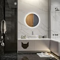 Miniatyrbillede 2 af 10: Rootz LED Badeværelsesspejl - Rundt - Touch Funktion - Hukommelsesfunktion - Ingen dug - Aluminiumsramme - Hvid+Sølv - 60 x 60 cm
