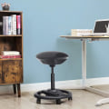 Miniatyrbillede 4 af 9: Rootz Work Taburet - Ergonomisk - På hjul - Tiltbar - Højdejusterbar - Roterbar - Sort - Stof - Nylon - Jern - 50 x 50 x 55-73 cm