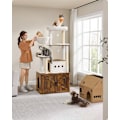 Miniatyrbild 2 av 6: Rootz Scratching Tree med kullskåp - Cat Tower - Pet Playground - Space Saving Design - 80cm x 49 cm x 170 cm, vitt och brunt