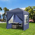 Miniatyrbild 2 av 7: Rootz Folding Gazebo - Snabbmontering - 4 sidoväggar - 2 stora fönster - Stålram - Blå - 2 x 2 x 2,4 m