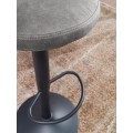 Pikkukuva 4 / 6: Rootz baarijakkara harmaa mokkanahkainen jakkara ilman selkänojaa 58 - 79 cm - Keittiöjakkara kangas - metalli 100kg - Design baarijakkara työjakkara