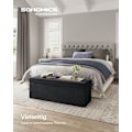Miniatyrbillede 2 af 6: Rootz Velvet sædekiste - Opbevaring Ottoman - Polstret bænk - MDF konstruktion - 38cm x 110cm x 38cm - Blæk sort - 131L Kapacitet
