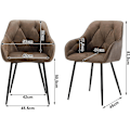 Miniatyrbild 3 av 9: Rootz matstolsset med 6 - Vintage stolar i konstläder - Bekväma sittplatser - Robusta metallben - Ergonomisk design - 56 cm x 83,5 cm x 53 cm