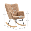 Miniatyrbillede 3 af 9: Rootz Retro gyngestol i massivt træ - Hvilestol - Afslapningsstol - Elegant design - Buede træløbere - Tyk polstring - 92 cm x 71 cm x 101 cm - Brun