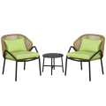 Miniatyrbillede 1 af 6: Rootz Polyrattan Havemøbler - Rattan Patio - Siddehynder - 3-delt sæde - Rygpuder - Faux Rattan - Metalramme - Polyester - Grøn - 47W x 48D cm