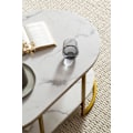 Miniatyrbild 5 av 7: Rootz Modern Design rektangulärt soffbord - Soffbord - Marmorlook - Vit & Guld - Förvaringsområde - Elegant stil - Robust metallram - 100cm x 60cm x 4