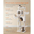 Miniatyrbillede 3 af 7: Rootz Scratching Tree - Cat Tower - Cat Climbing Post - 2 huler & dyser - 175 cm høj, hvid, træspanel, sisal - 57x45x175cm
