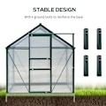 Miniatyrbillede 5 af 11: Rootz Drivhus - Klart Polycarbonat Drivhus - Stort Walk-in Green House - Aluminiumslegering/PC-plade - Grøn/Transparent - 190L x 252W x 201H (cm)