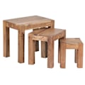 Miniatyrbild 1 av 8: Rootz 3-delade häckbord - Massivt trä - Acacia - Handgjorda - Utrymmesbesparande - Unik ådring - 45cm x 50cm x 36cm
