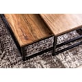 Miniatyrbillede 4 af 7: Rootz 2-teilig massivt træ 75 x 75 x 27 cm - Design stuebord Sheesham træ - Stue Loungebord Palisander massiv med metalben