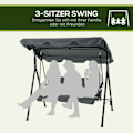 Miniatyrbillede 6 af 10: Rootz Hollywood Garden Swing - 3 -personers gyngende bænk - Udendørs gårdhave -sving - stålramme - 172 x 110 x 153 cm - Ideel solbeskyttelse
